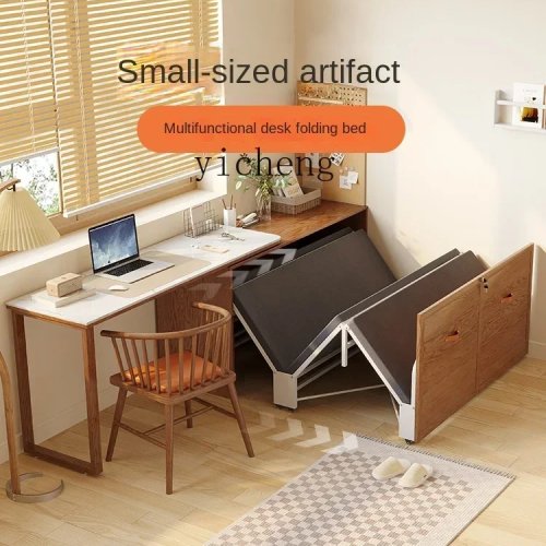 Cama plegable multifuncional con escritorio, cama individual retráctil para apartamentos pequeños, cama invisible
