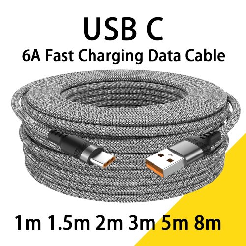 USB-C 6A Fast Charging Cable for Huawei, Xiaomi, Vivo, LeEco, OnePlus, Oppo - 1m/2m/3m/5m/8m