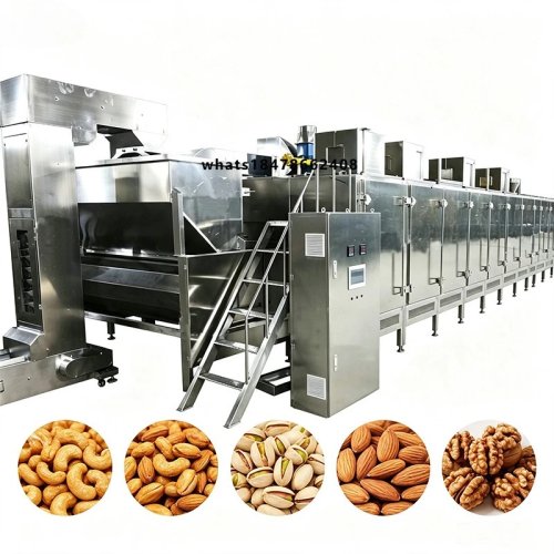 Machine de torréfaction continue de cacahuètes et d'amandes avec température réglable pour usines de transformation de noix