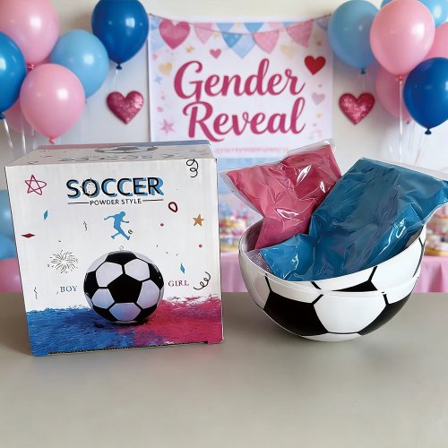 Pallone da Calcio per Gender Reveal - Pallone di Plastica con Polvere di Mais Rosa e Blu, Attività Divertente per Baby Shower, Forniture e Ricordi per Festa Gender Reveal all'Aperto