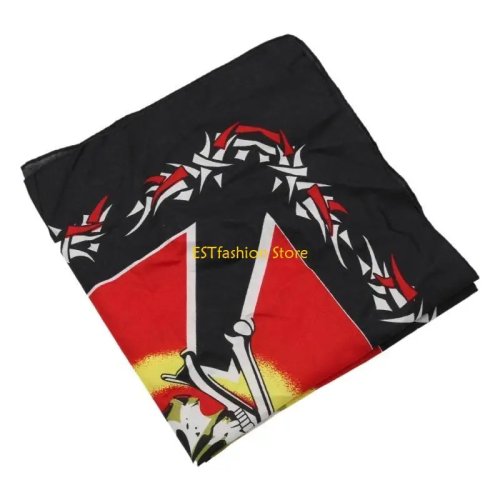 ผ้าพันคอ Bandana หัวกะโหลก ฮิปฮอป ผ้าสี่เหลี่ยม สีดำ พิมพ์ ที่คาดผม ยูนิเซ็กซ์