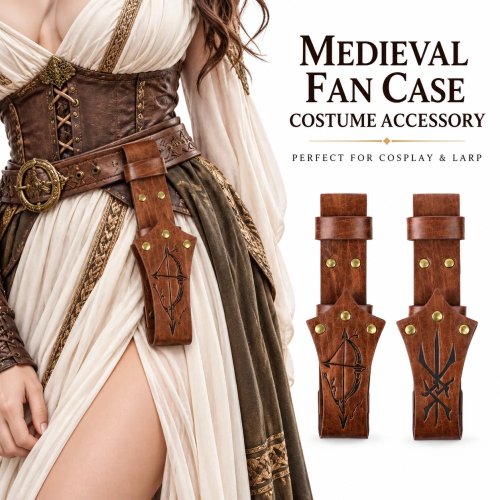 Halloween Mittelalterlicher Taillen-Fächerhalter aus PU-Leder für Cosplay LARP Kostümrequisit