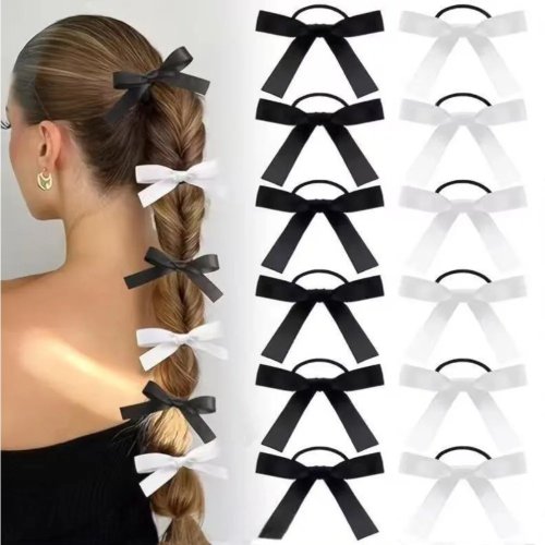 5個入り 黒リボンヘアゴム レディース おしゃれで可愛い 毎日使える ギフトに最適