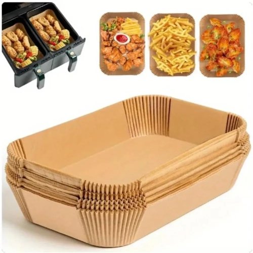 Disposable Air Fryer Paper Liners 50/100pcs, Rectangular Baking Paper, Oil-Proof, Microwave & BBQ Accessories