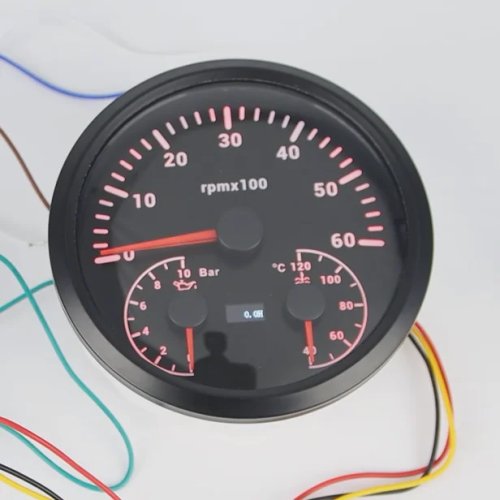 Tachometer 3 in 1 Multifungsi 110mm dengan Pengukur Tekanan Oli dan Suhu Air 0-6000RPM untuk Mobil Kapal Laut