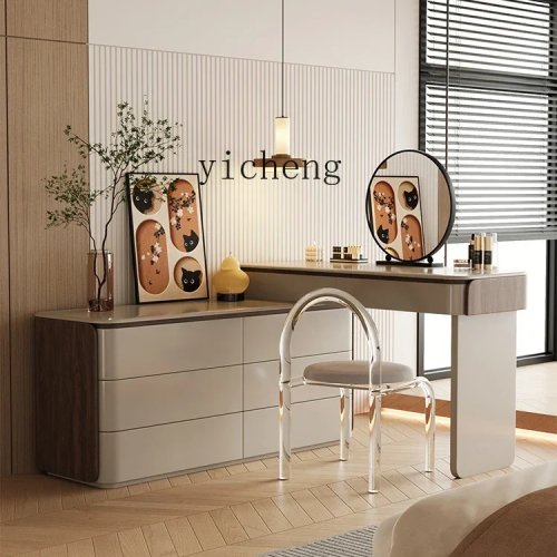 Uitschuifbare kaptafel van massief hout met kast en laden, geïntegreerd nachtkastje voor slaapkamer