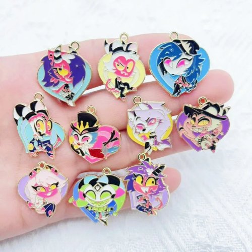 10Pcs Cartoon Anime DIY Jewelry Accessories Alloy Enamel Pendant Keychain Earrings Bag Charm