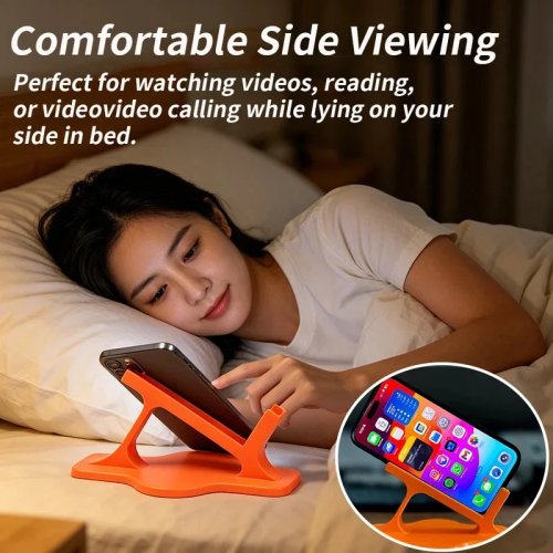 Bed Phone Holder for Side Sleeping, 360° Adjustable Lazy Arm Phone Mount with Anti-Slip Base, Hands-Free Overbed Stand for Watch