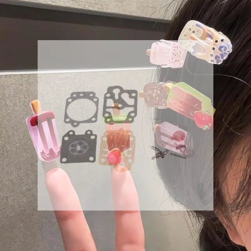 5個 可愛いカートゥーン アイスクリーム ヘアクリップ アイスキャンディー デザイン 安全 幼児 女の子 パーティー 毎日 ヘアアクセサリー