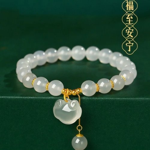 Armband van Natuurlijke Chalcedoon Agaat met Veiligheidssluiting – Bangle Amulet Talisman Cadeau voor Vrouwen