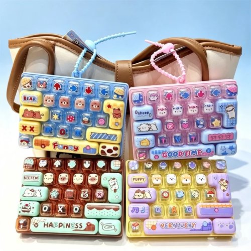Chaveiro Fidget Keycap Clicker de 26 Teclas - Brinquedo Anti-Stress de Descompressão, Presente de Festa de Desenhos Animados