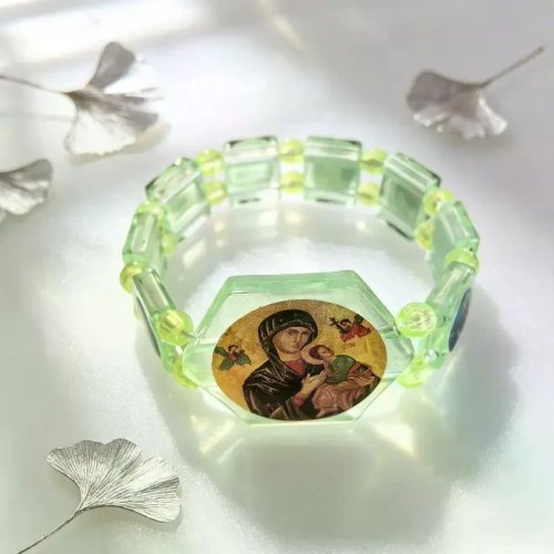 1/3/6 pezzi Bracciale del rosario con elastico, adesivi con immagini religiose, per uso quotidiano e feste, per uomo e donna, gioielli religiosi
