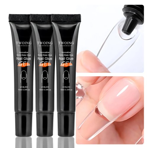 Solid Nail Glue Gel for Press On Nails, Acrylic Nail Tips Gel for Manicure Extension, Long Lasting False Nail Adhesive
