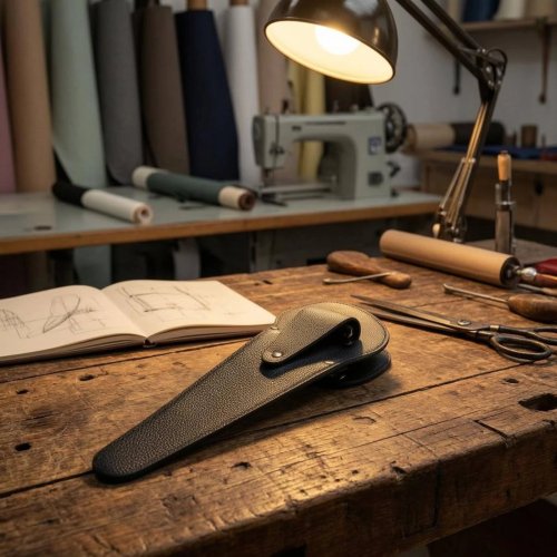 Fodero in pelle per forbici con patta - Resistente alla polvere, accessorio per sartoria