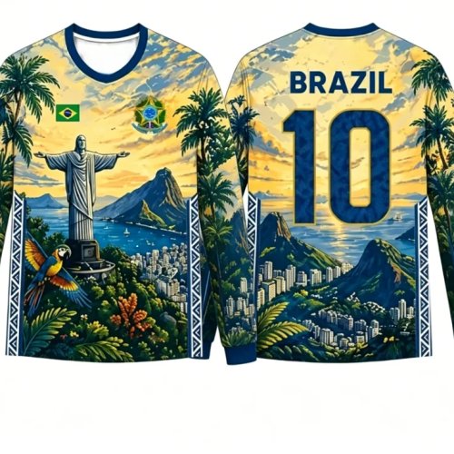 เสื้อยืดแขนยาวคอกลม 2026 บราซิล ยูนิเซ็กซ์ ระบายอากาศ แห้งเร็ว สำหรับการแต่งตัวแนวสตรีทในชีวิตประจำวัน