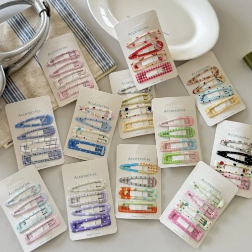 Barrettes à cheveux pois et carreaux pour femme – Pince à frange et cheveux fins, BB clip, accessoires cheveux enfant