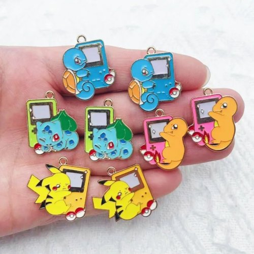 10個 合金エナメル カートゥーンゲーム ペンダント DIY ジュエリー作り イヤリング キーチェーン アクセサリー