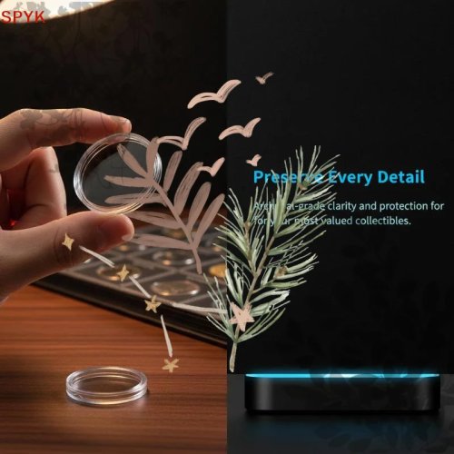 20Pcs Transparent Round Coin Storage Boxes, Plastic Coin Capsules Holder for Display & Collection Protection