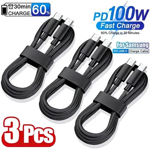5A PD 100W Dual USB-C Super Fast Charging Cable for Samsung Galaxy S22 S23 S24 Plus Note 20 Ultra A53 A54 A55