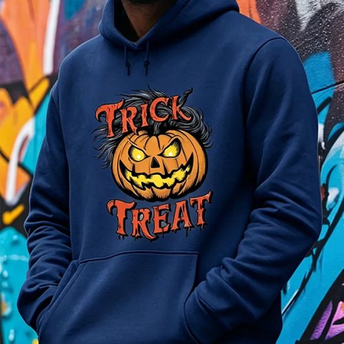 Hoodie Halloween Oversize Unisex dengan Print Tiga Labu Jahat Vintage