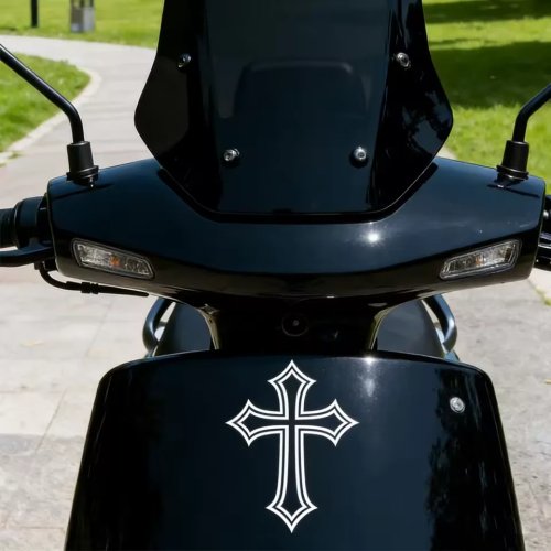 2pcs Universal Motorcycle Stickers, Cross Design Vinyl Decals for Fairing, Helmet, Tailbox, Tank, Car Windows & Scooter