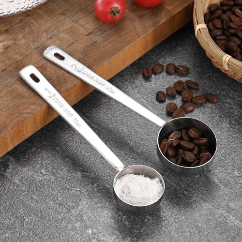 1 pza. Cuchara medidora de acero inoxidable para café en grano 15/30 ml, para café en polvo y leche en polvo, accesorios de cocina