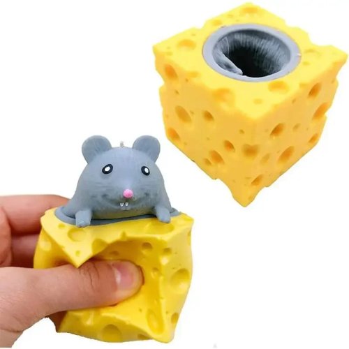 Cheese Mouse Stress Ball Squeeze Toy – Sensory Fidget Toy for Stress Relief, Gift for Kids and Adults