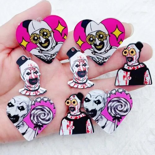 10 piezas Halloween dibujos animados charms acrílico colgante llavero collar joyería DIY adornos