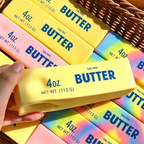 Squishy Elastic Butter Stick Fidget Toy, Cheese Shape Stress Relief Squeeze Toy for Anxiety Relief & Pranks