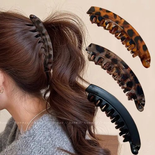 女性用 べっ甲 バナナ ヘアクリップ