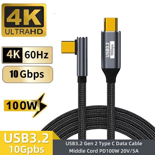 PD 100W USB-C to USB-C Cable, USB 3.2 10Gbps, 4K@60Hz Screen Mirroring, 5A Type-C Cord for iPhone 17 Pro Max, MacBook Pro, Samsung