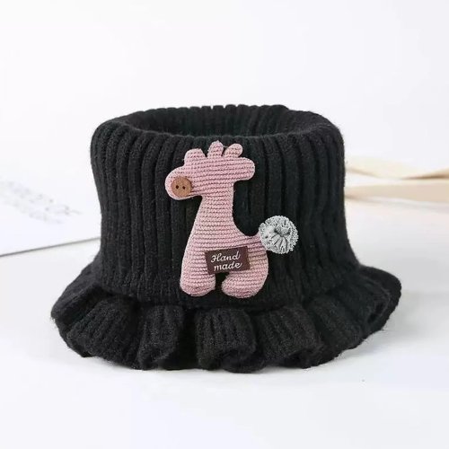 Khăn ống giữ nhiệt cho trẻ em, khăn quàng cổ dệt kim 3D hình hươu, snood chống gió cho bé trai và bé gái, mùa đông