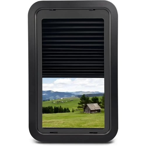 806621 RV Window Complete Kit with Thin Pleated Shade, Replacement for 15.7x24.7x1.78 in Entry Door Window