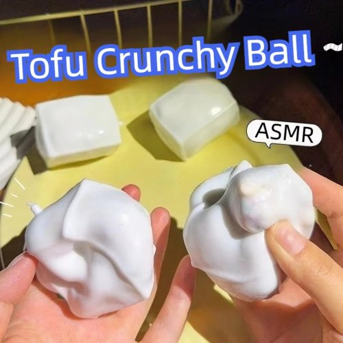Tofu-förmiges sensorisches ASMR-Anti-Stress-Squishy-Spielzeug – knackige Stresslinderung mit befriedigenden Soundeffekten zum Befüllen von Bausteinen