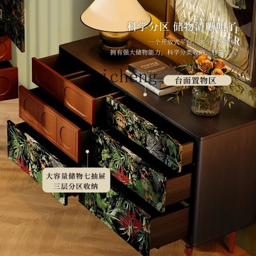 X5-18 Kabinet Samping Makan Retro Kayu Solid, Kabinet Penyimpanan Dinding Ruang Tamu, Kabinet Pintu Masuk