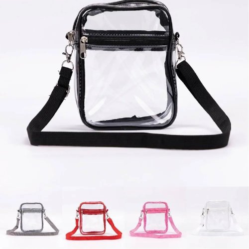Sac transparent pour femme, sac de concert en PVC léger avec fermeture éclair, approuvé pour les stades, pour voyage et quotidien