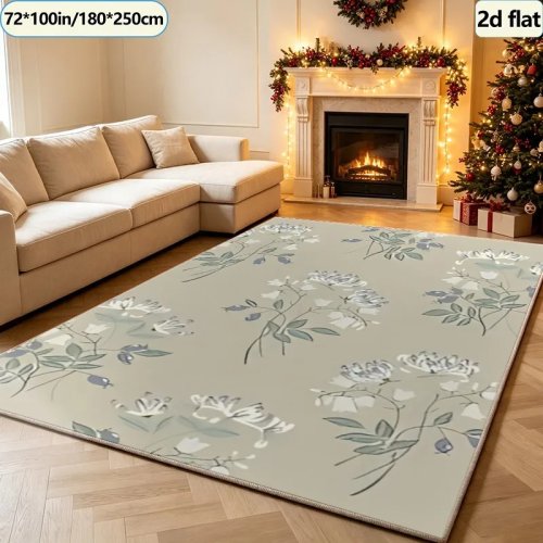 Vintage Muted Floral Vine Carpet, Elegant Botanical Area Rug for Living Room Bedroom and Home Floor Decoration