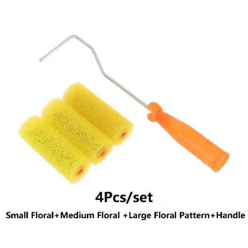 Set de Rodillo de Pintura de Esponja Floral Portátil, Rodillo para Pared Reutilizable para Renovación de Paredes DIY