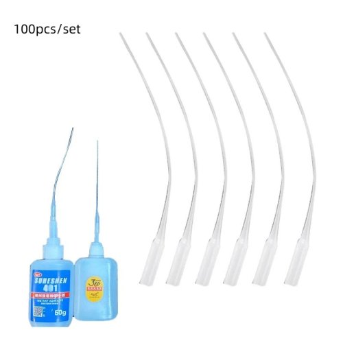 100 Pieces Plastic Glue Applicator Tips, Micro Precision Needle Tips for CA Glue