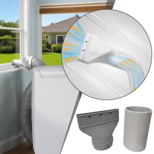 Portable Air Conditioner Window Vent Kit, Flat Mouth Joint, Adjustable Universal Duct Pipe, AC Exhaust Hose Accessories