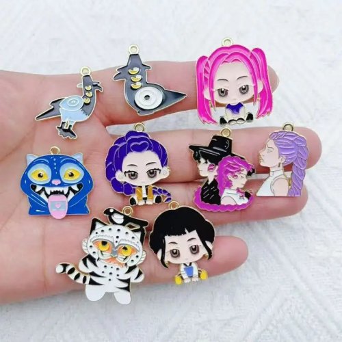 10 uds Colgantes de Aleación Esmaltada Dibujos Animados para DIY Bisutería, Pendientes, Llaveros