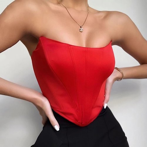 Sleeveless Off-Shoulder Corset Crop Top for Women - Sexy Backless Bustier Vest, Solid