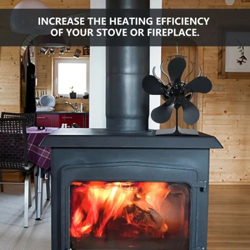 5-Blade Heat Powered Stove Fan for Fireplace Wood Burner - Quiet Eco-Friendly Heat Circulation