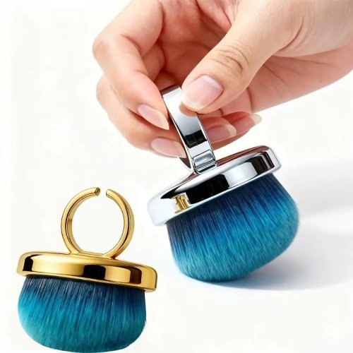 1/5 Pcs Hands-Free Finger Nail Cleaning Brush, Metal Ring, Soft Dense Bristles for Gel & Powder Removal