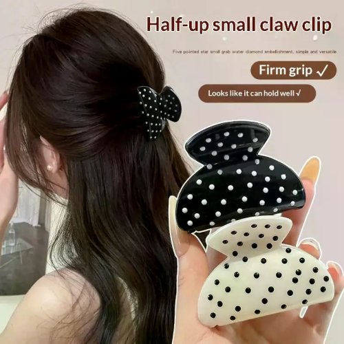 French Style Wave Dot Hair Claw Clip: Sweet Barrettes for Women & Girls - Fashion Hair Accessories for Daily Wear & Party Hairstyling