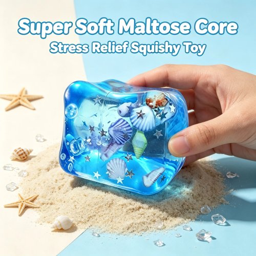 Squishy Stressbälle für Erwachsene – transparente Stern- & Maltose-Würfel, superweiche Fidget-Spielzeuge zur Stressbewältigung