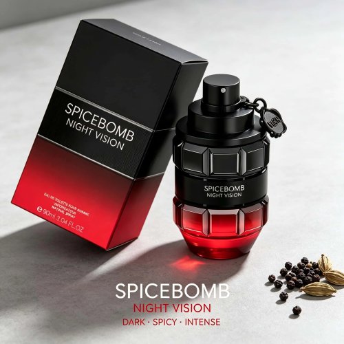 Viktor & Rolf Night Vision Eau de Parfum voor Heren - Zwart granaatflesje met V&R hanger, groen label, kruidige houtachtige langdurige geur, voor dagelijks, dates, feest, cadeau