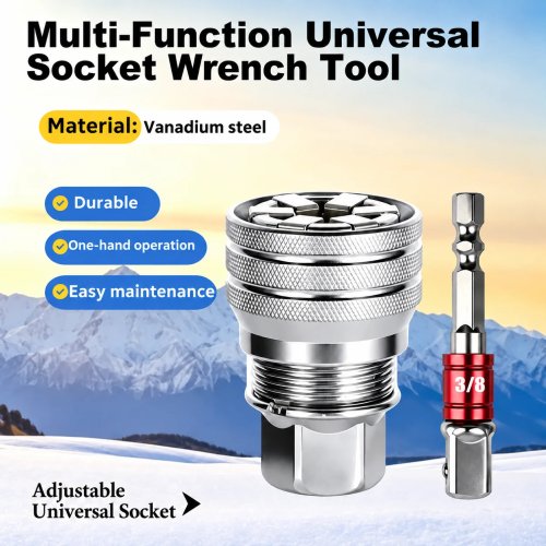 Chave de caixa universal ajustável 10-19mm, kit adaptador de caixa auto-ajustável multi-tamanho para porcas e parafusos, catraca, chave dinamométrica e berbequim, ferramenta manual bricolage reparação auto