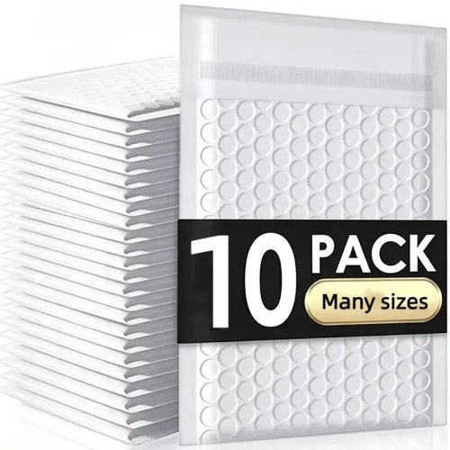 10 Pcs White Self-Sealing Bubble Envelopes Waterproof Padded Shipping Mailers for E-Commerce Seller Product Delivery