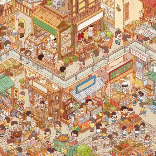 DIY 스크랩북 데칼 – Quamai 시리즈 귀여운 카툰 거리 풍경 3D 미니어처 랜드스케이프 스티커, 공예 용품